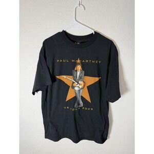 Paul McCartney Shirt Mens Large Black 2005 US Tour Concert Band Rock Giant Tee